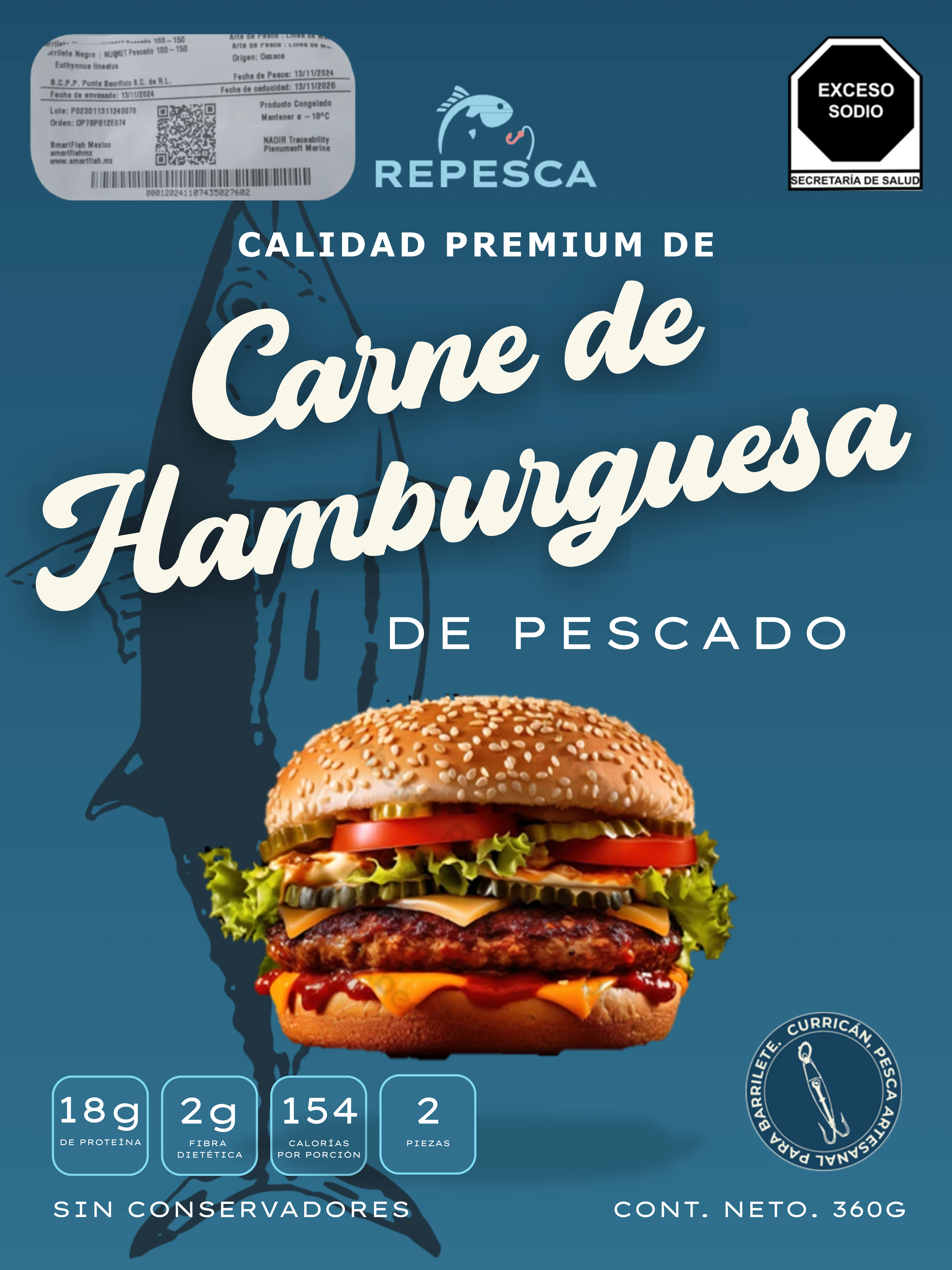 Carne de hamburguesa de pescado